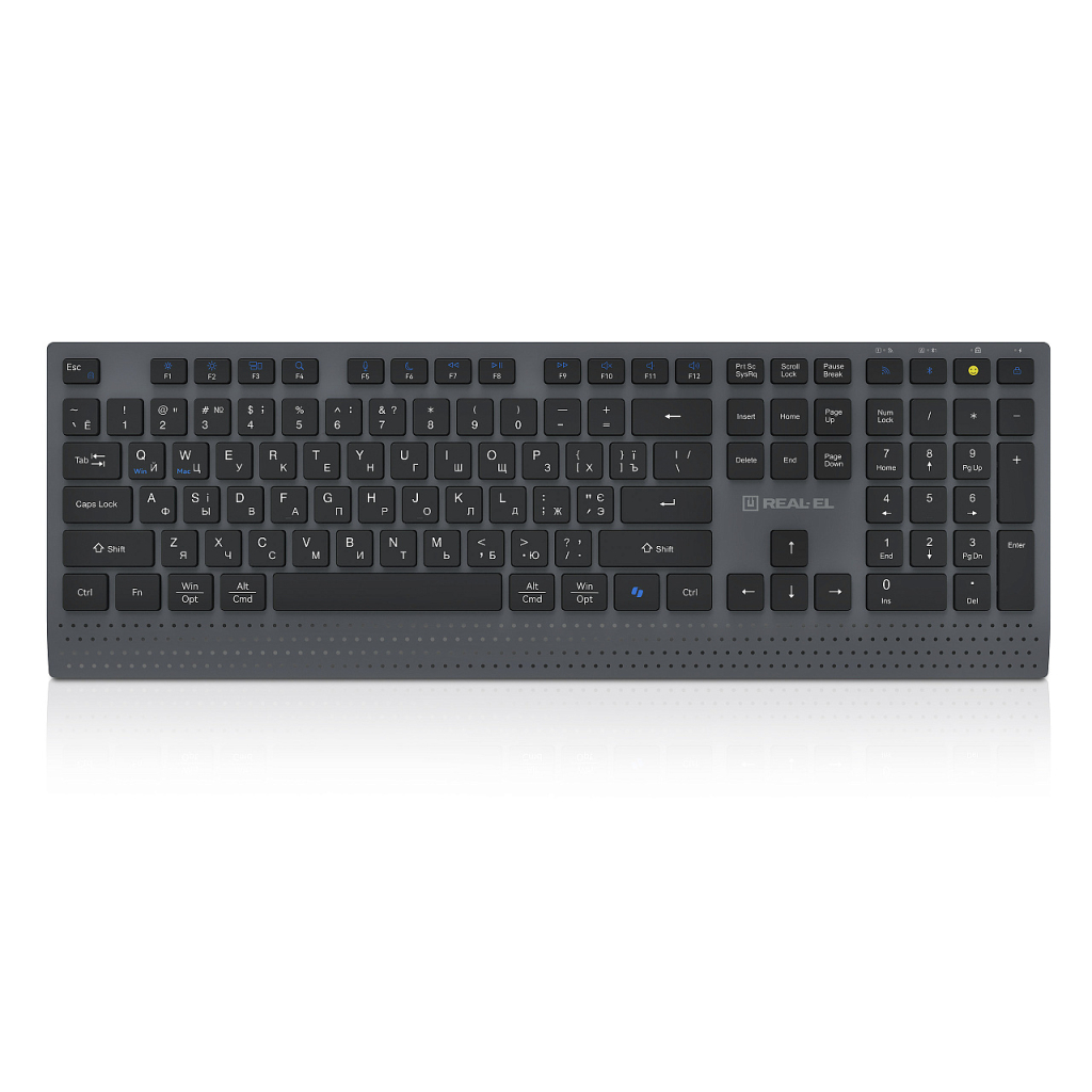 Клавіатура REAL-EL RK-715W Wireless/Bluetooth Black/Gray (EL123100051) Клавіатура REAL-EL RK-715W Wireless/Bluetooth Black/Gray (EL123100051)