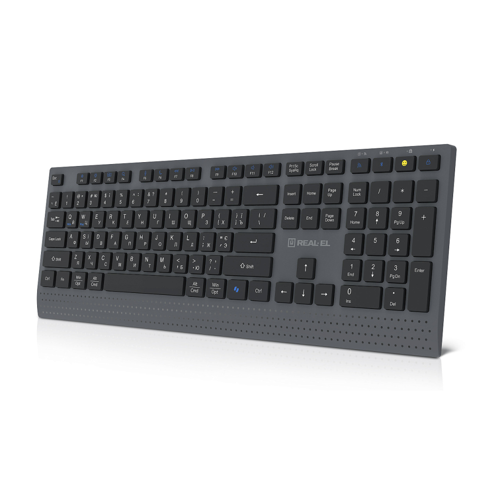 Клавіатура REAL-EL RK-715W Wireless/Bluetooth Black/Gray (EL123100051) - фото 4 Клавіатура REAL-EL RK-715W Wireless/Bluetooth Black/Gray (EL123100051) - фото 4