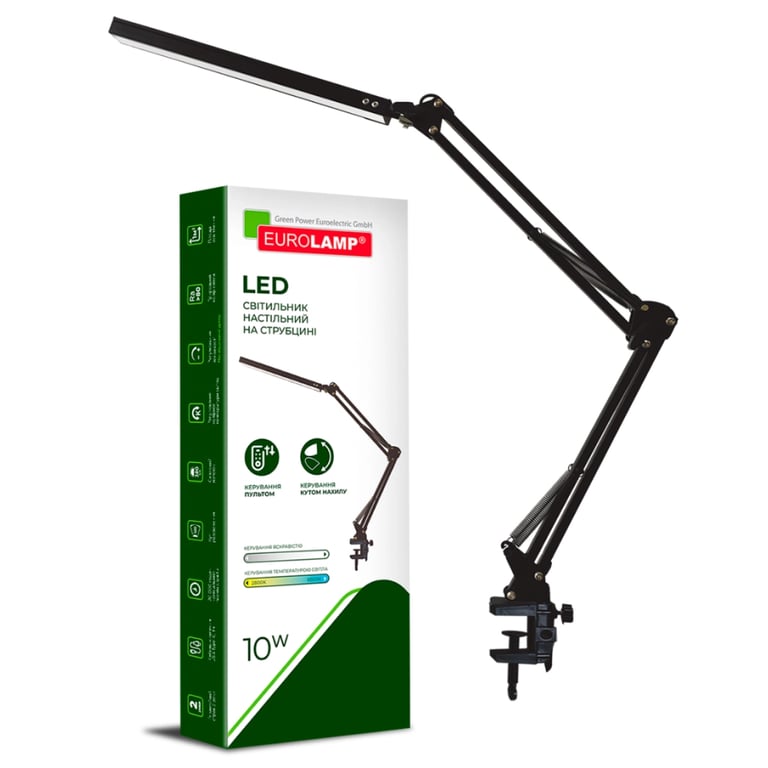 Настільна лампа Eurolamp LED 10W 400Lm 2800-6500K (black) на струбцине (LED-TLS-10W(black)) - фото 2