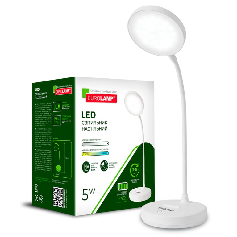 Настільна лампа Eurolamp 5W 400Lm 2800-6500K Type-C+Battery 2400mAh (LED-TLB-5W) - фото 2