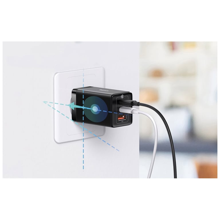 Зарядний пристрій Baseus 2xUSB-C 65W + 1xUSB GaN + cable USB-C to USB-C 100W 1.0m black (CCGP120201) - фото 10