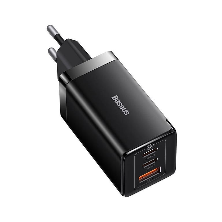 Зарядний пристрій Baseus 2xUSB-C 65W + 1xUSB GaN + cable USB-C to USB-C 100W 1.0m black (CCGP120201) - фото 3