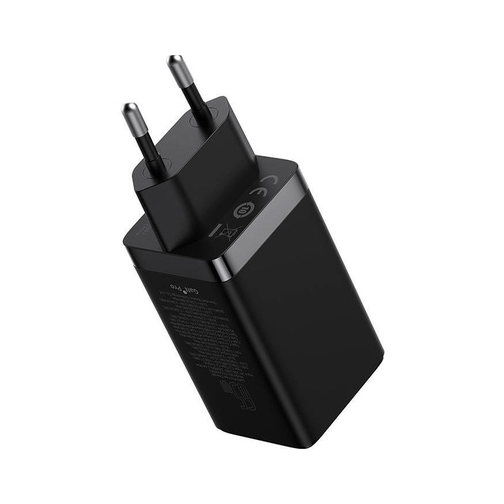 Зарядний пристрій Baseus 2xUSB-C 65W + 1xUSB GaN + cable USB-C to USB-C 100W 1.0m black (CCGP120201) - фото 4 Зарядний пристрій Baseus 2xUSB-C 65W + 1xUSB GaN + cable USB-C to USB-C 100W 1.0m black (CCGP120201) - фото 4