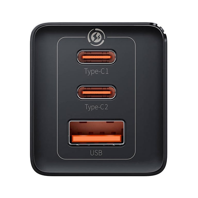 Зарядний пристрій Baseus 2xUSB-C 65W + 1xUSB GaN + cable USB-C to USB-C 100W 1.0m black (CCGP120201) - фото 5