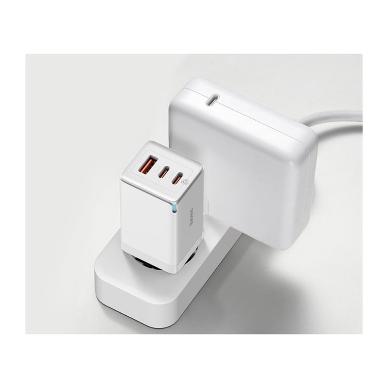 Зарядний пристрій Baseus 2xUSB-C 65W + 1xUSB GaN + cable USB-C to USB-C 100W 1.0m white (CCGP120202) - фото 8
