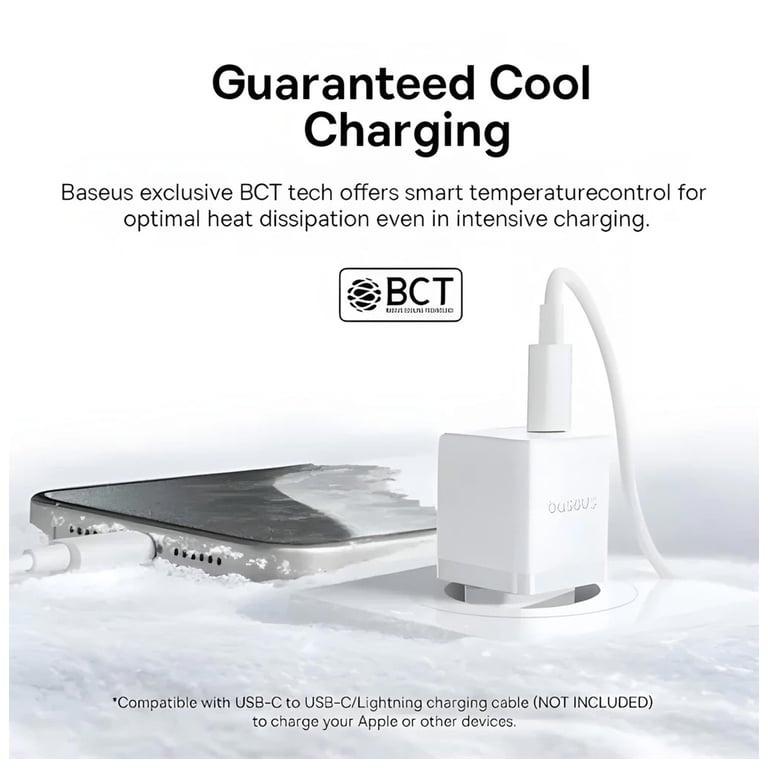 Зарядний пристрій Baseus 1xUSB-C 20W + 1xUSB white + cable USB-C to USB-C 60W 1.0m (P10111608213-01) - фото 11