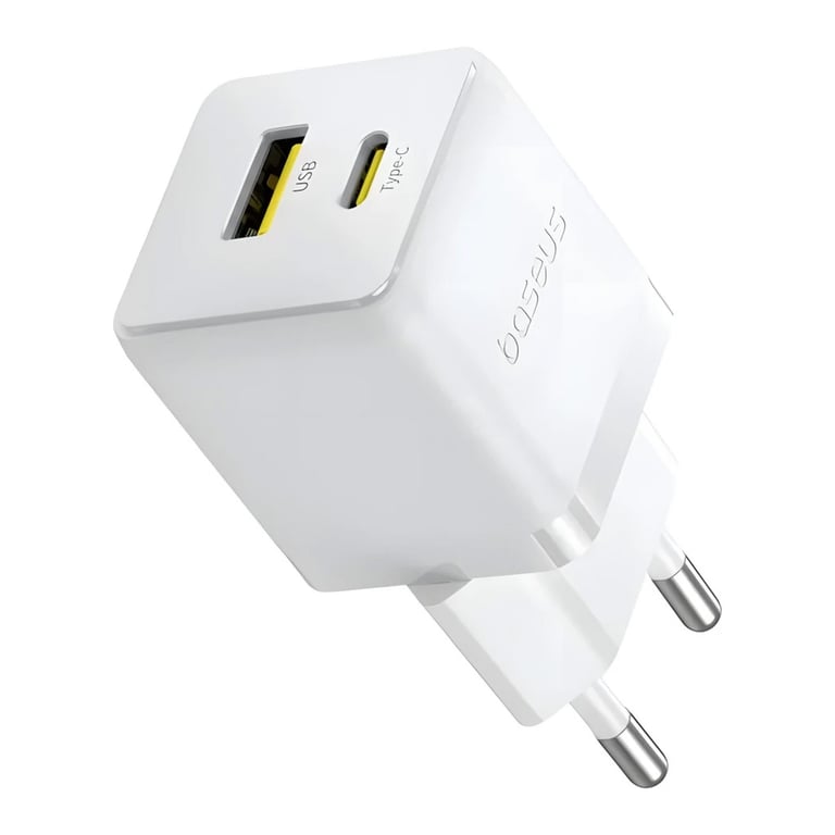 Зарядний пристрій Baseus 1xUSB-C 20W + 1xUSB white + cable USB-C to USB-C 60W 1.0m (P10111608213-01) - фото 2