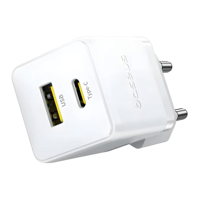Зарядний пристрій Baseus 1xUSB-C 20W + 1xUSB white + cable USB-C to USB-C 60W 1.0m (P10111608213-01) - фото 3