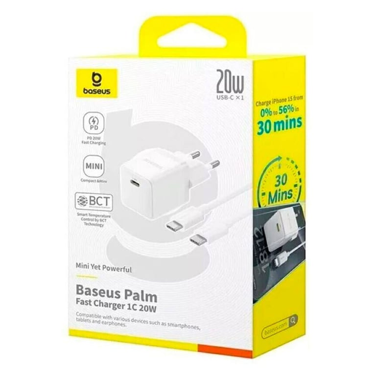 Зарядний пристрій Baseus 1xUSB-C 20W + 1xUSB white + cable USB-C to USB-C 60W 1.0m (P10111608213-01) - фото 7