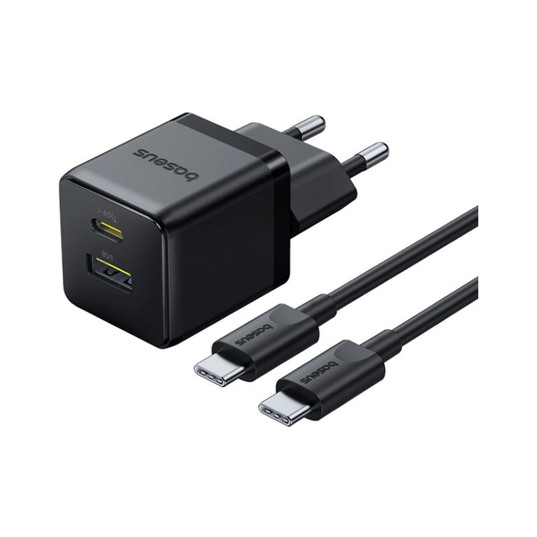 Зарядний пристрій Baseus 1xUSB-C 30W + 1xUSB + cable USB-C to USB-C 60W 1.0m (P1011160A113-01) - фото 1