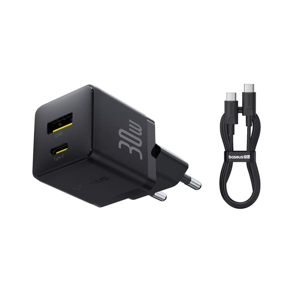 Зарядний пристрій Baseus 1xUSB-C 30W + 1xUSB + cable USB-C to USB-C 60W 1.0m (P1011160A113-01) - фото 3 Зарядний пристрій Baseus 1xUSB-C 30W + 1xUSB + cable USB-C to USB-C 60W 1.0m (P1011160A113-01) - фото 3