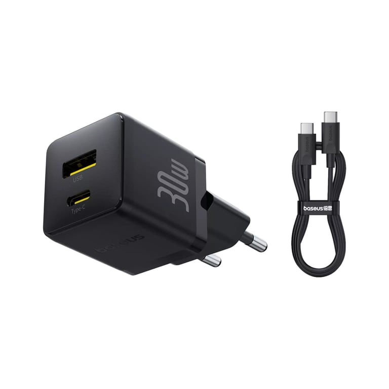Зарядний пристрій Baseus 1xUSB-C 30W + 1xUSB + cable USB-C to USB-C 60W 1.0m (P1011160A113-01) - фото 3