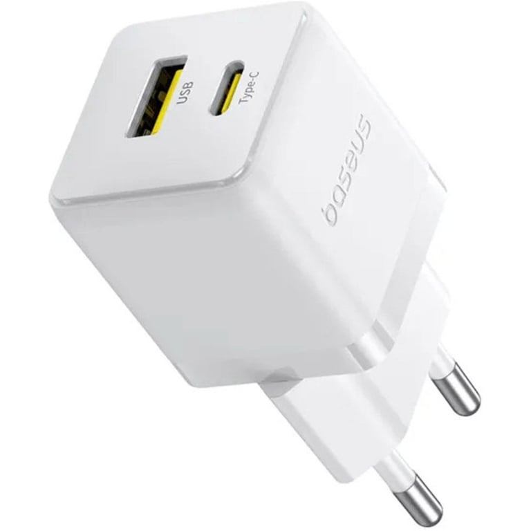 Зарядний пристрій Baseus 1xUSB-C 30W + 1xUSB white (P1011160A213-00) - фото 1