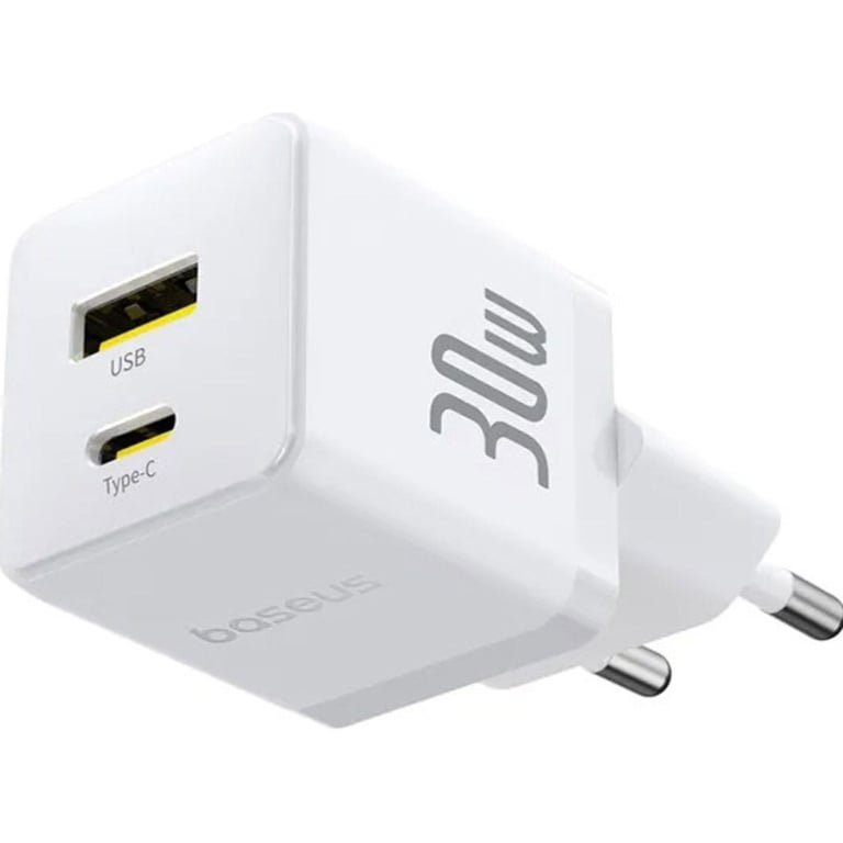 Зарядний пристрій Baseus 1xUSB-C 30W + 1xUSB white (P1011160A213-00) - фото 4