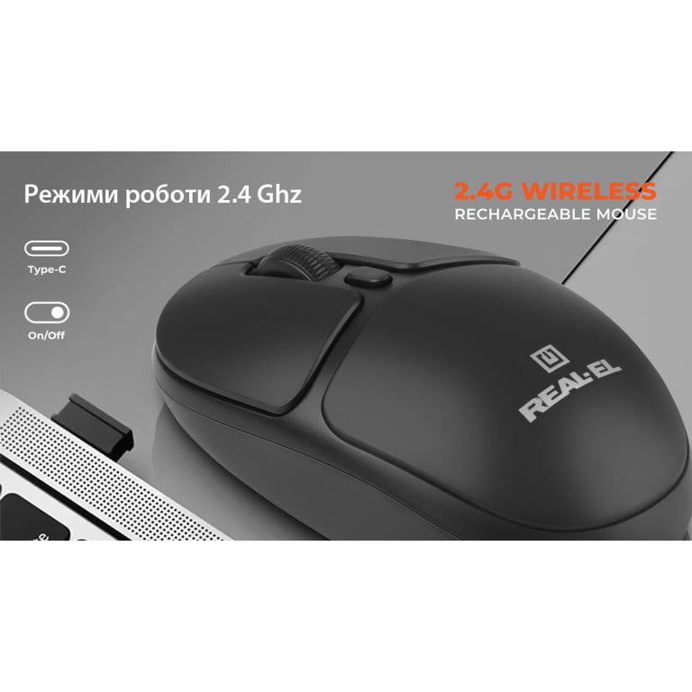 Мишка REAL-EL RM-335W Wireless Black (EL123200055) - фото 4