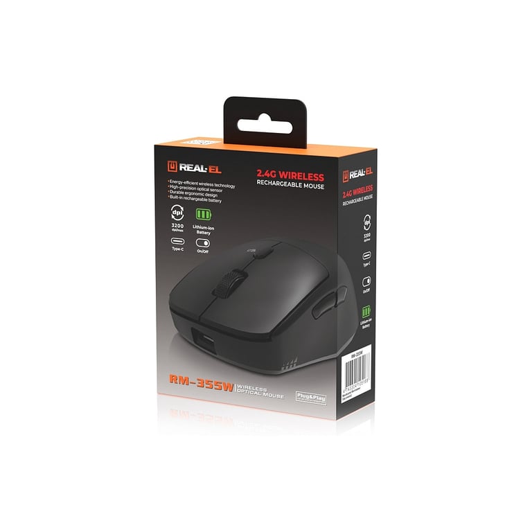 Мишка REAL-EL RM-355W Wireless Black (EL123200054) - фото 10