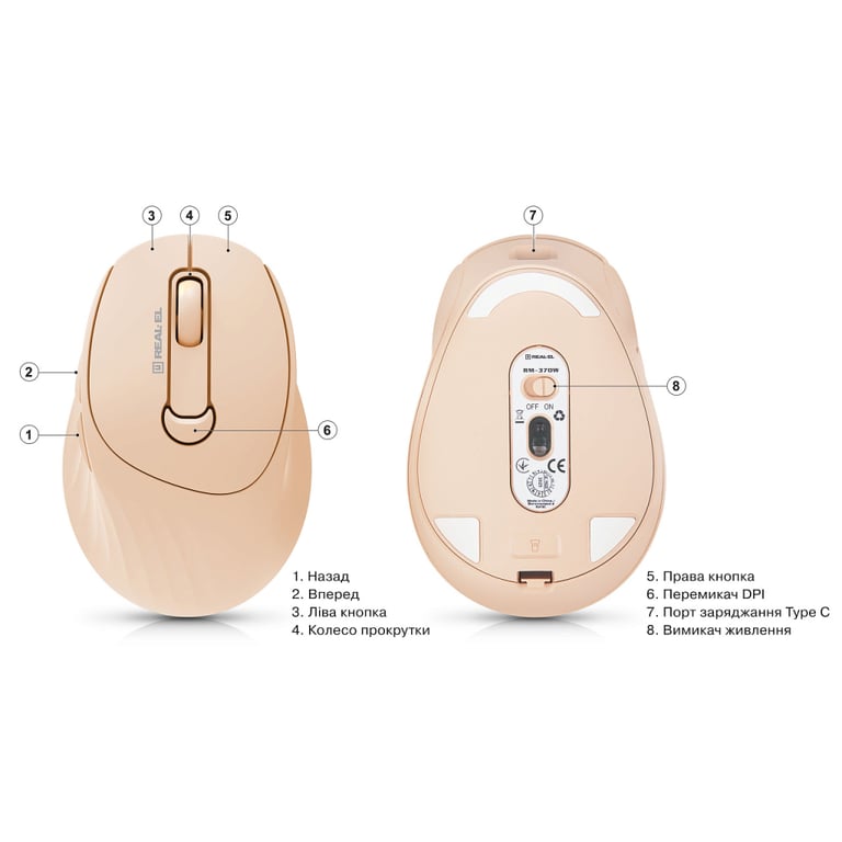 Мишка REAL-EL RM-370W Wireless (EL123200056) - фото 10