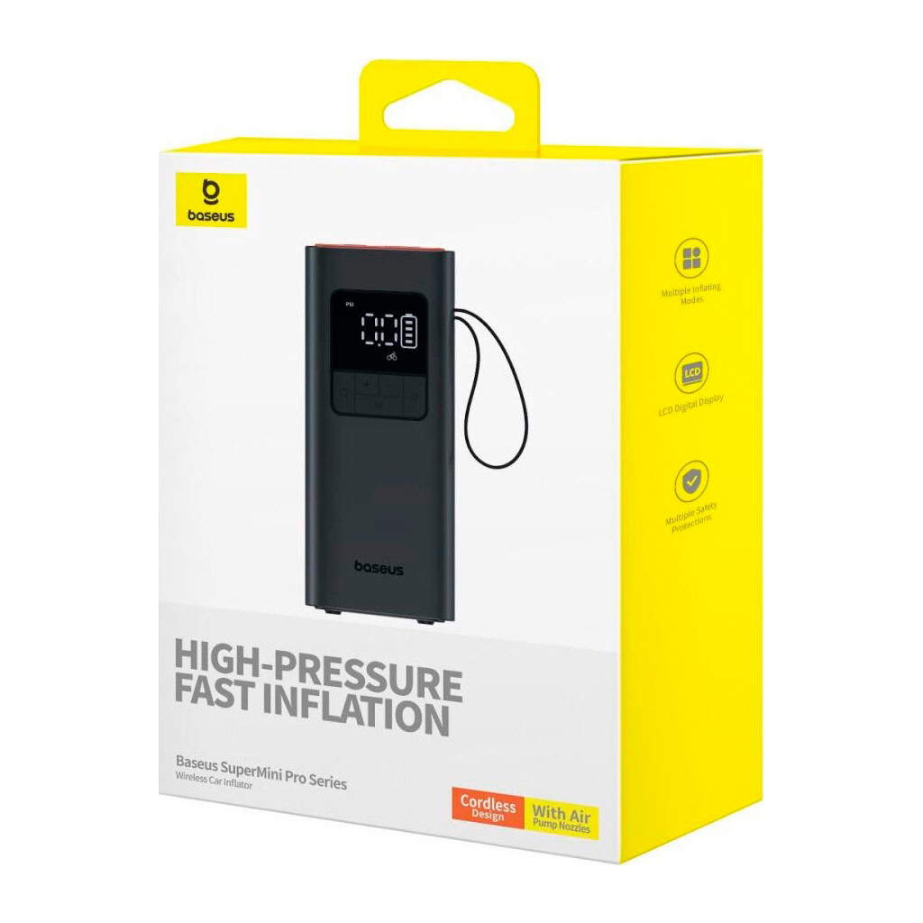 Автомобільний компресор Baseus SuperMini Pro Series Wireless Car Inflator Cluster Blac (C11159300111-00) - фото 7 Автомобільний компресор Baseus SuperMini Pro Series Wireless Car Inflator Cluster Blac (C11159300111-00) - фото 7