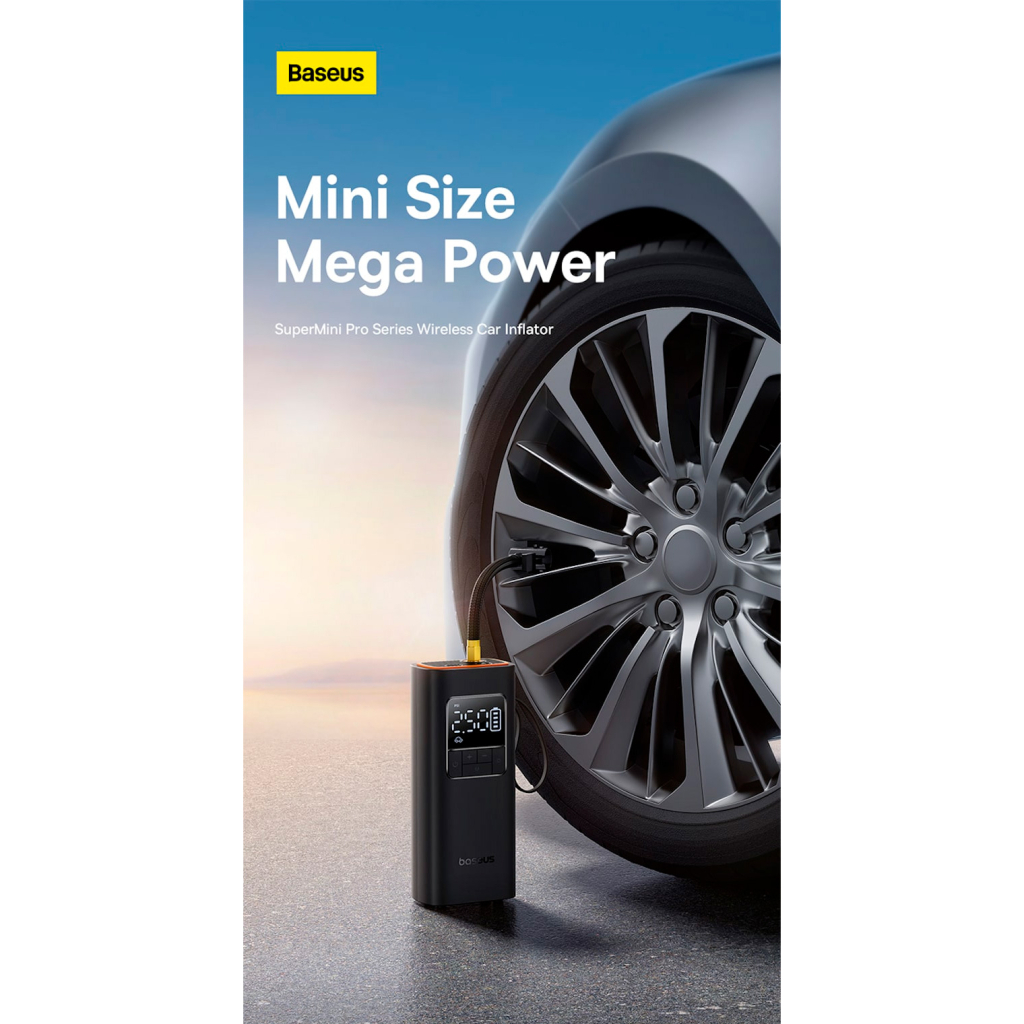 Автомобільний компресор Baseus SuperMini Pro Series Wireless Car Inflator Cluster Blac (C11159300111-00) - фото 8 Автомобільний компресор Baseus SuperMini Pro Series Wireless Car Inflator Cluster Blac (C11159300111-00) - фото 8