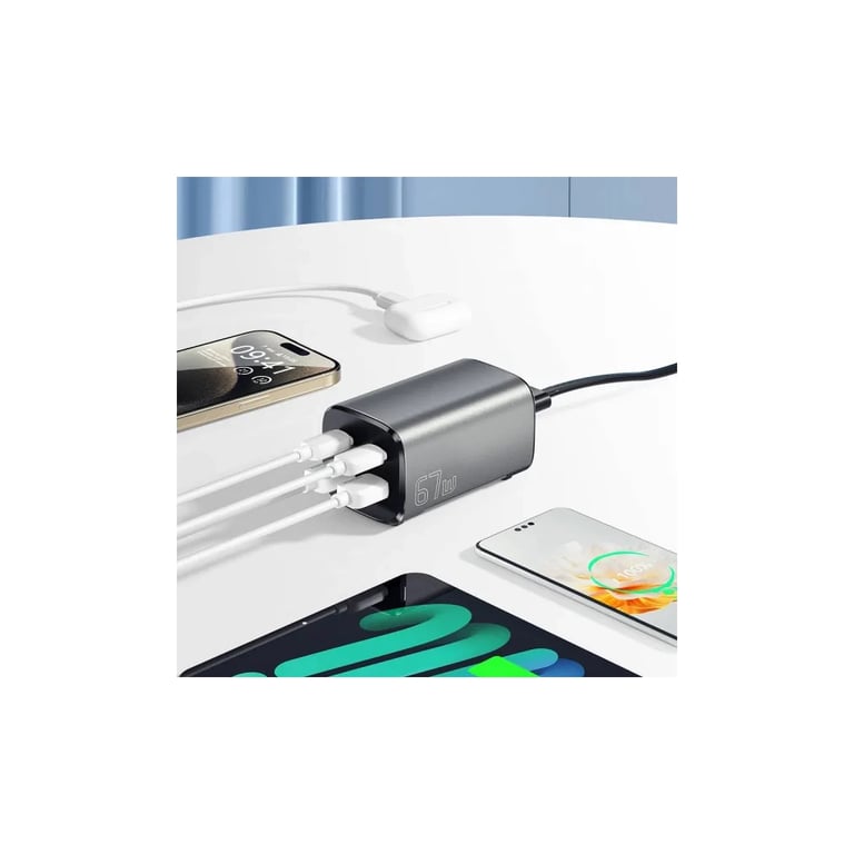 Зарядний пристрій Essager 2xUSB-C + 2xUSB 67W GaN (ECT2AC-JYB0G-Z) - фото 3