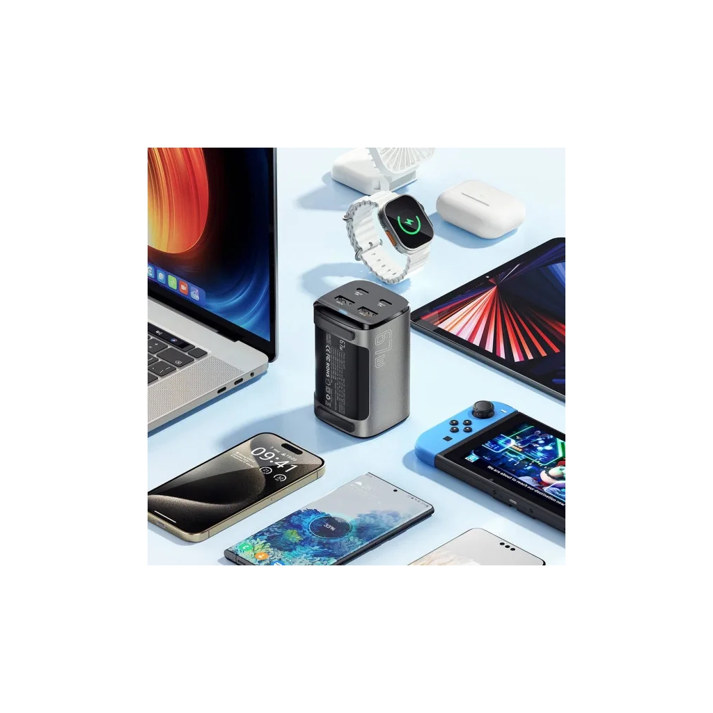 Зарядний пристрій Essager 2xUSB-C + 2xUSB 67W GaN (ECT2AC-JYB0G-Z) - фото 4 Зарядний пристрій Essager 2xUSB-C + 2xUSB 67W GaN (ECT2AC-JYB0G-Z) - фото 4