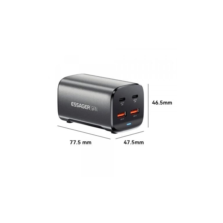 Зарядний пристрій Essager 2xUSB-C + 2xUSB 67W GaN (ECT2AC-JYB0G-Z) - фото 7