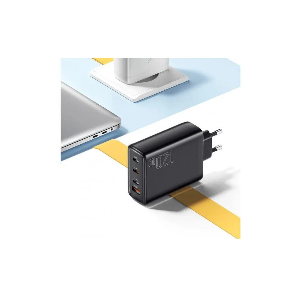 Зарядний пристрій Essager 3xUSB-C + 1xUSB 120W GaN (ECT3CA-JZB01-Z) - фото 5 Зарядний пристрій Essager 3xUSB-C + 1xUSB 120W GaN (ECT3CA-JZB01-Z) - фото 5