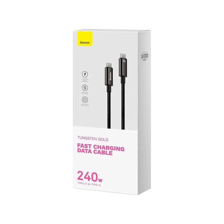Дата кабель USB-C to USB-C 1.0m 240W Black Baseus (CAWJ040001) - фото 7
