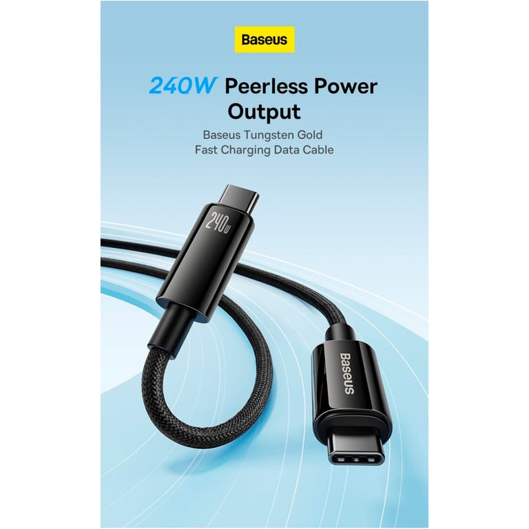 Дата кабель USB-C to USB-C 1.0m 240W Black Baseus (CAWJ040001) - фото 8