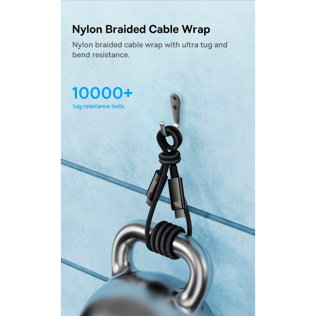 Дата кабель USB-C to USB-C 2.0m 240W Black Baseus (CAWJ040101) - фото 4 Дата кабель USB-C to USB-C 2.0m 240W Black Baseus (CAWJ040101) - фото 4