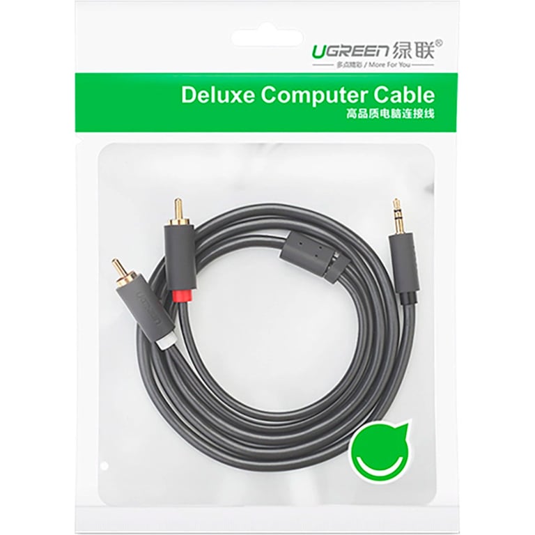 Кабель мультимедійний 3.5mm M to 2xRCA M 2.0m AV102 black Ugreen (10510) - фото 3