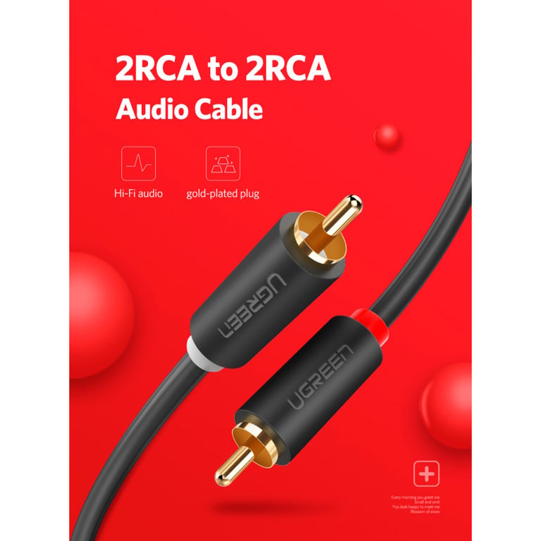 Кабель мультимедійний 2xRCA M to 2xRCA M 2.0m AV104 black Ugreen (10518) - фото 5