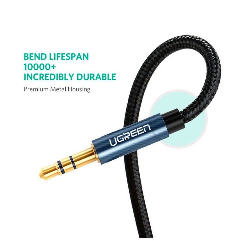 Кабель мультимедійний 3.5mm M to 3.5mm M 0.5m 90° corner AV112 blue Ugreen (60178) - фото 7
