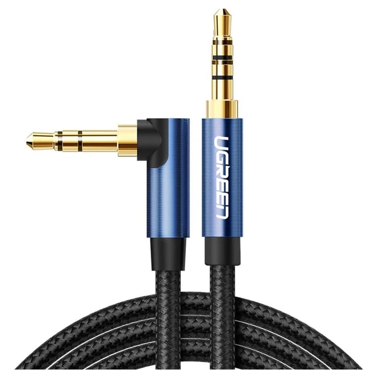 Кабель мультимедійний 3.5mm M to 3.5mm M 1.5m 90° corner AV112 blue UGREEN (60180) - фото 1
