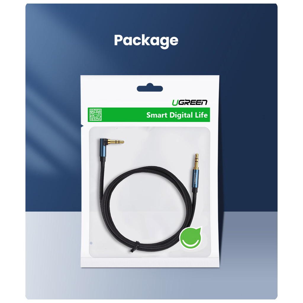 Кабель мультимедійний 3.5mm M to 3.5mm M 1.0m 90° corner AV112 blue Ugreen (60179) - фото 4 Кабель мультимедійний 3.5mm M to 3.5mm M 1.0m 90° corner AV112 blue Ugreen (60179) - фото 4