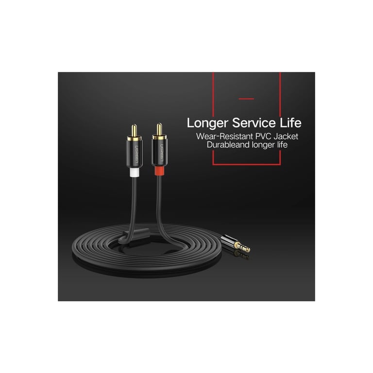 Кабель мультимедійний 3.5mm M to 2xRCA M 1.0m AV116 black Ugreen (10749) - фото 10
