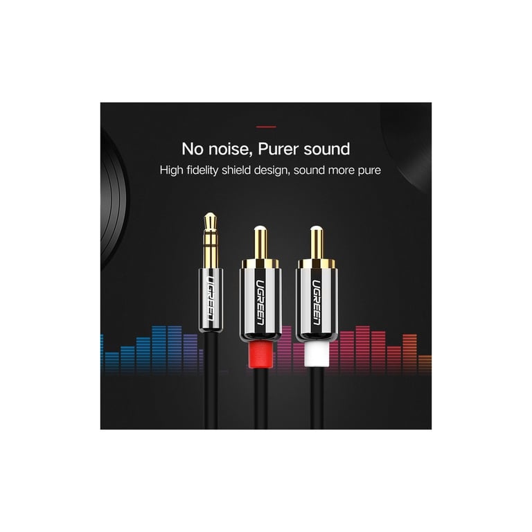 Кабель мультимедійний 3.5mm M to 2xRCA M 1.0m AV116 black Ugreen (10749) - фото 3
