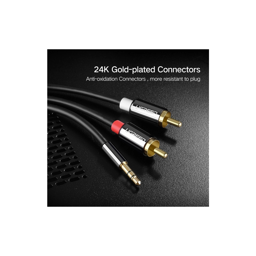 Кабель мультимедійний 3.5mm M to 2xRCA M 1.0m AV116 black Ugreen (10749) - фото 5 Кабель мультимедійний 3.5mm M to 2xRCA M 1.0m AV116 black Ugreen (10749) - фото 5
