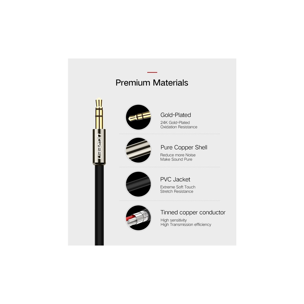 Кабель мультимедійний 3.5mm M to 2xRCA M 2.0m AV116 black UGREEN (10584) - фото 6 Кабель мультимедійний 3.5mm M to 2xRCA M 2.0m AV116 black UGREEN (10584) - фото 6