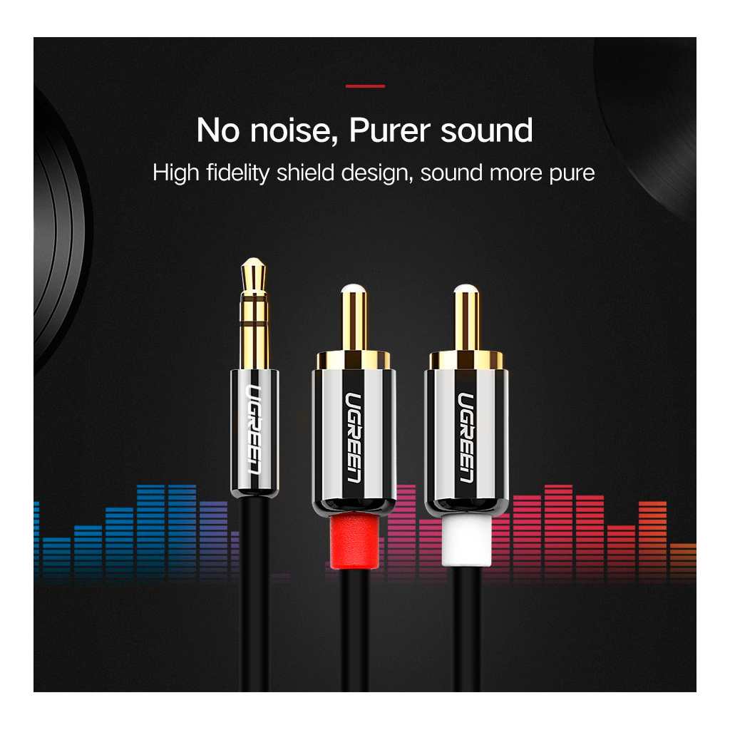 Кабель мультимедійний 3.5mm M to 2xRCA M 3.0m AV116 black Ugreen (10590) - фото 6 Кабель мультимедійний 3.5mm M to 2xRCA M 3.0m AV116 black Ugreen (10590) - фото 6