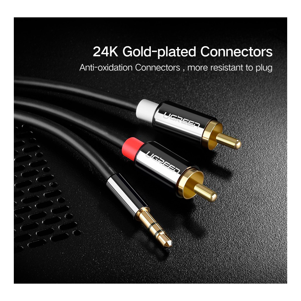 Кабель мультимедійний 3.5mm M to 2xRCA M 3.0m AV116 black Ugreen (10590) - фото 8 Кабель мультимедійний 3.5mm M to 2xRCA M 3.0m AV116 black Ugreen (10590) - фото 8
