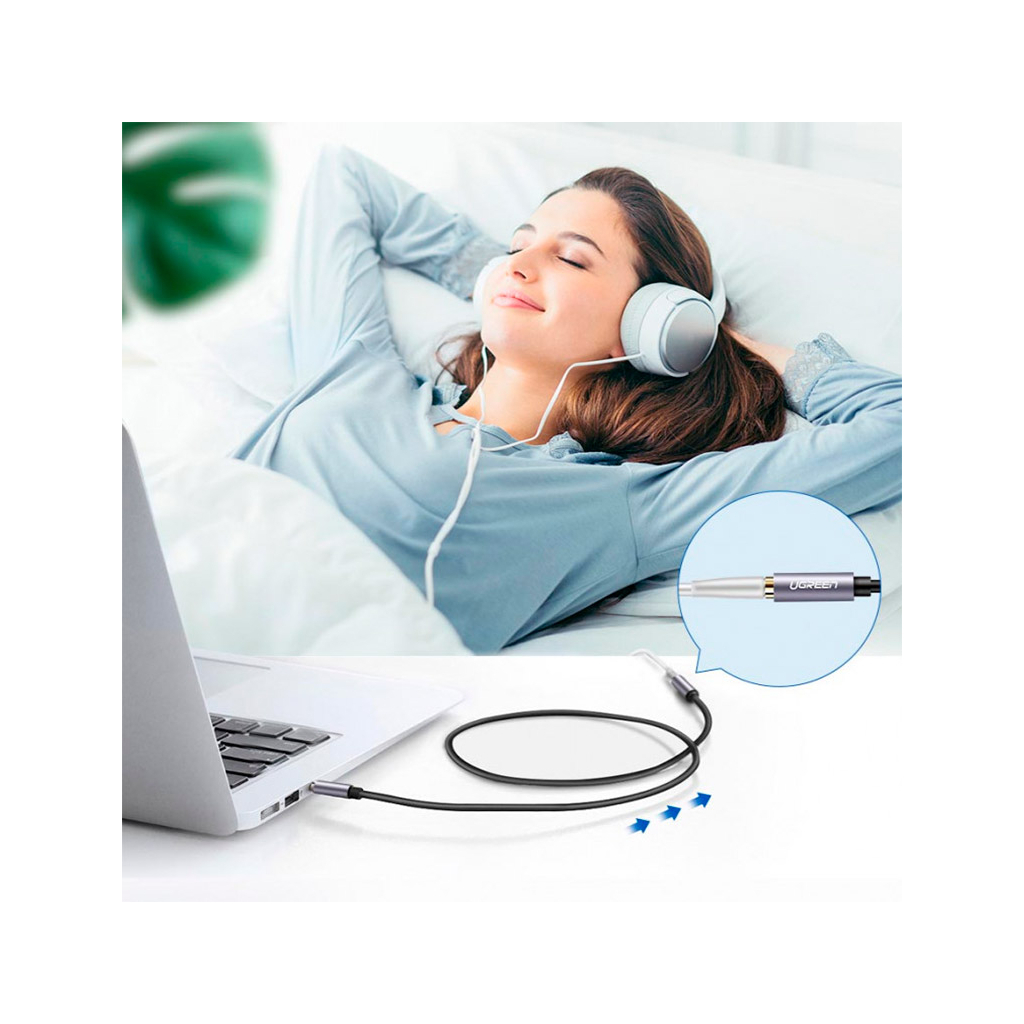 Кабель мультимедійний 3.5mm M to 3.5mm F 1.5m AV118 gray Ugreen (10593) - фото 12 Кабель мультимедійний 3.5mm M to 3.5mm F 1.5m AV118 gray Ugreen (10593) - фото 12