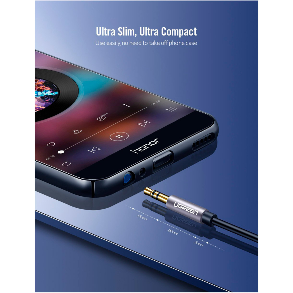 Кабель мультимедійний 3.5mm M to 3.5mm F 1.5m AV118 gray Ugreen (10593) - фото 7 Кабель мультимедійний 3.5mm M to 3.5mm F 1.5m AV118 gray Ugreen (10593) - фото 7