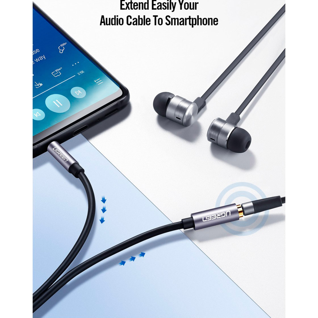 Кабель мультимедійний 3.5mm M to 3.5mm F 1.0m AV118 gray Ugreen (10592) - фото 6 Кабель мультимедійний 3.5mm M to 3.5mm F 1.0m AV118 gray Ugreen (10592) - фото 6