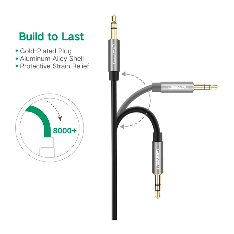 Кабель мультимедійний 3.5mm M to 3.5mm M 0.5m AV119 black Ugreen (10732) - фото 7