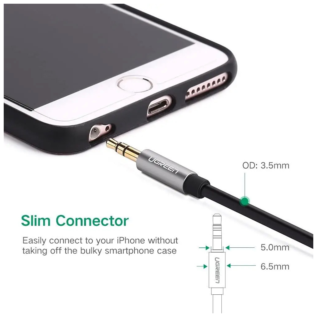 Кабель мультимедійний 3.5mm M to 3.5mm M 1.0m AV119 black Ugreen (10733) - фото 5 Кабель мультимедійний 3.5mm M to 3.5mm M 1.0m AV119 black Ugreen (10733) - фото 5