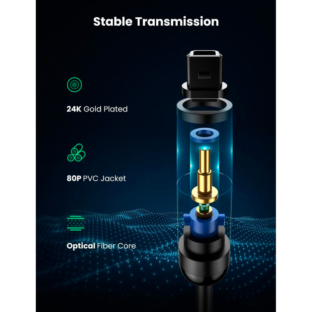 Кабель мультимедійний Optical Toslink 1.5m AV122 black Ugreen (70891) - фото 4 Кабель мультимедійний Optical Toslink 1.5m AV122 black Ugreen (70891) - фото 4