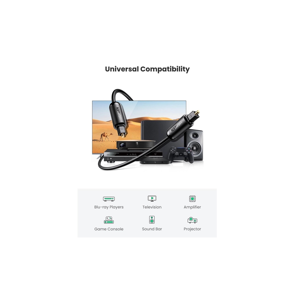 Кабель мультимедійний Optical Toslink 1.0m AV122 black Ugreen (70890) - фото 2 Кабель мультимедійний Optical Toslink 1.0m AV122 black Ugreen (70890) - фото 2