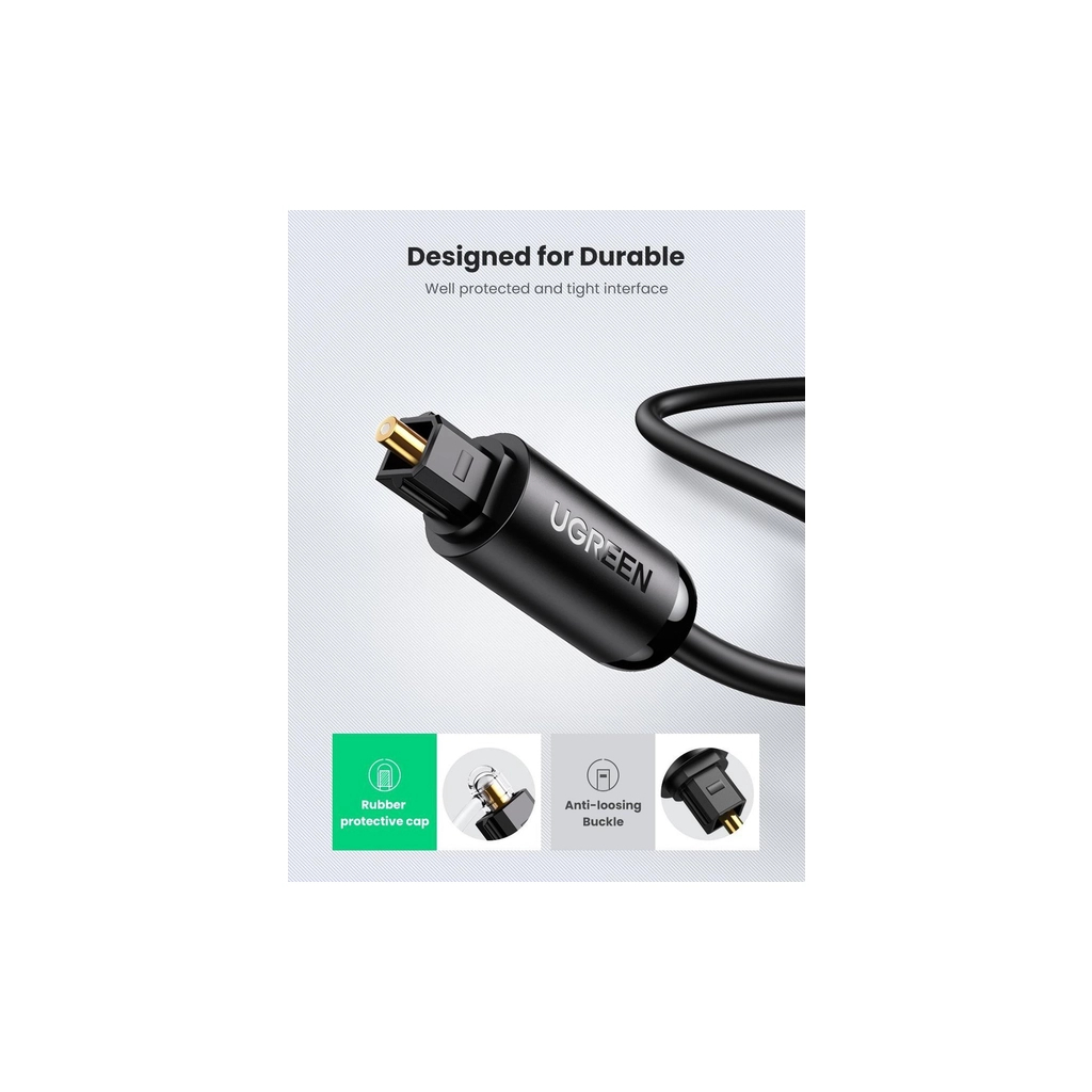 Кабель мультимедійний Optical Toslink 1.0m AV122 black Ugreen (70890) - фото 5 Кабель мультимедійний Optical Toslink 1.0m AV122 black Ugreen (70890) - фото 5