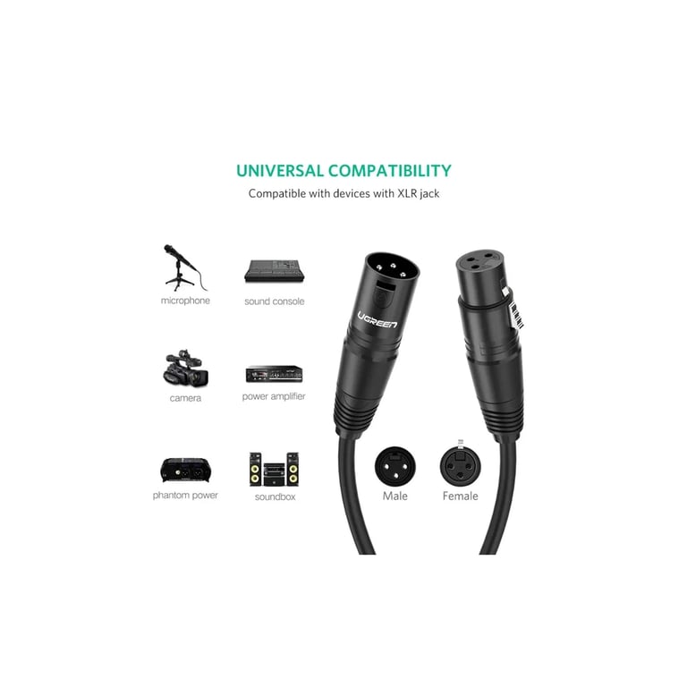 Кабель мультимедійний XLR M to XLR F 2.0m AV130 black Ugreen (20710) - фото 5